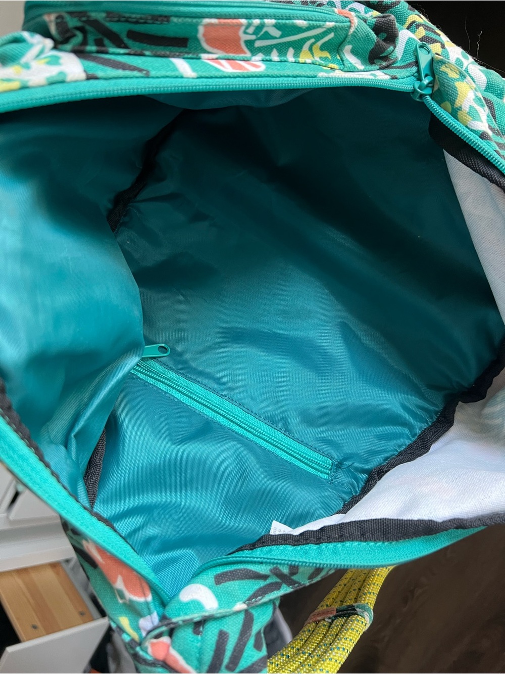 Kavu Floral Teal Sling Bag with Pink and Yellow Accents - Picture 4 of 4